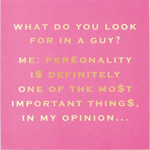 Susan O'Hanlon card - what do you look for in a guy...- Sartorial Boutique and Gifts