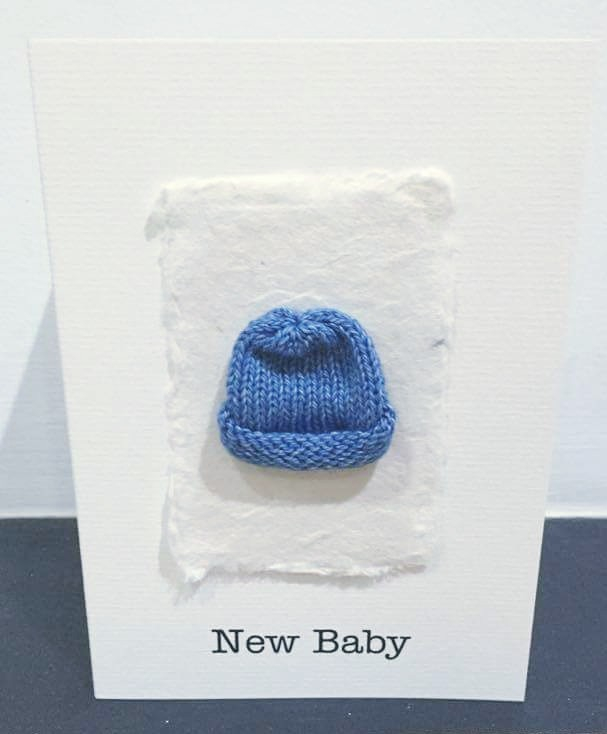 New baby boy - knitted hat card