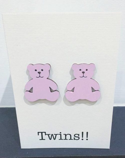 twins wooden bear card