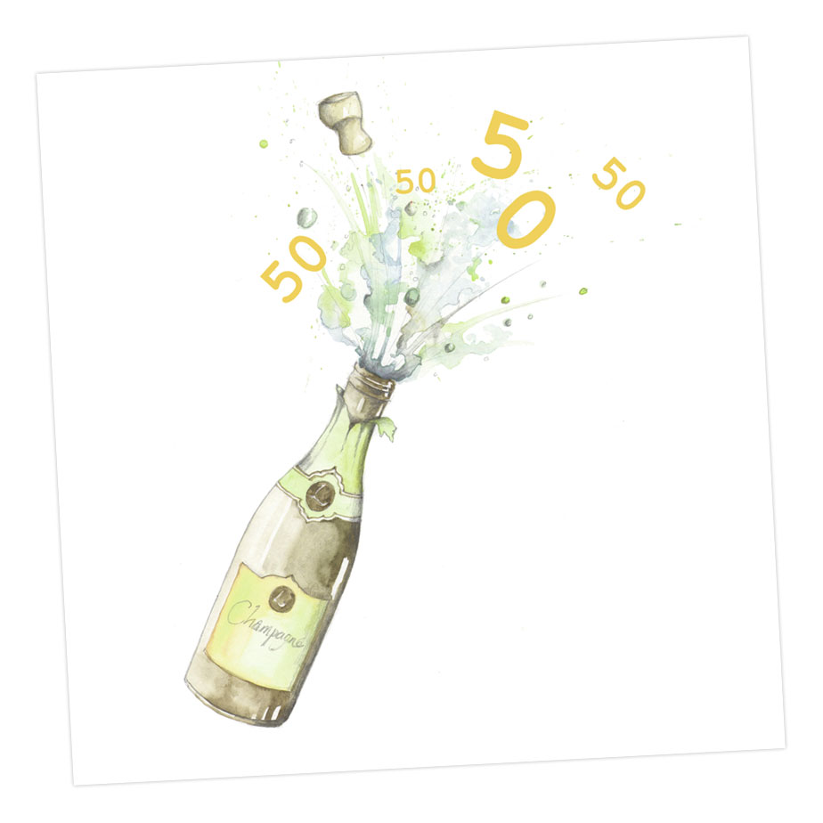 Exploding Champagne - Age 50 card - Sartorial Boutique and Gifts