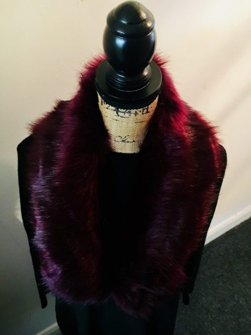 Fur Collar - Wine - Sartorial Boutique and Gifts