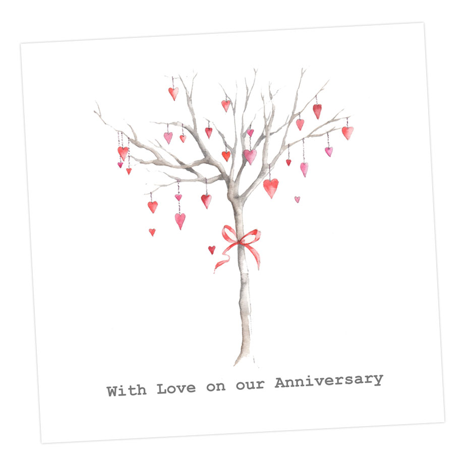 With love on our Anniversary - tree card - Sartorial Boutique and Gifts