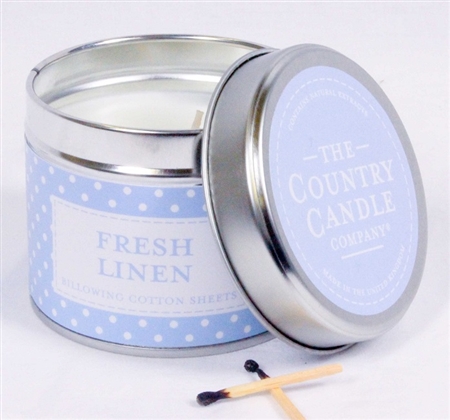 Fresh Linen scented candle in a tin - Sartorial Boutique and Gifts
