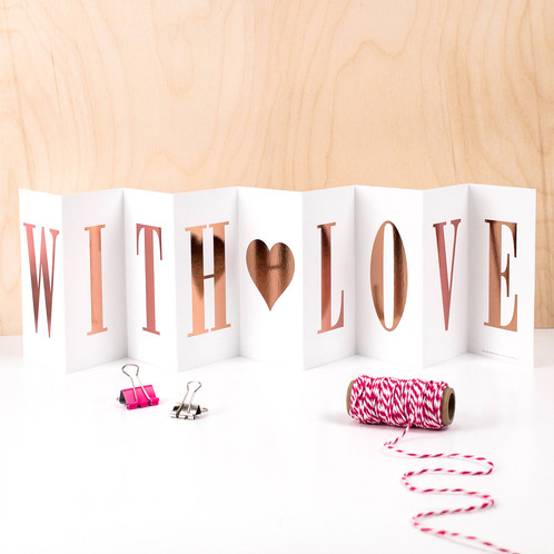With Love - Concertina card with Rose Gold foil writing - Coulson Macleod - Sartorial Boutique and Gifts