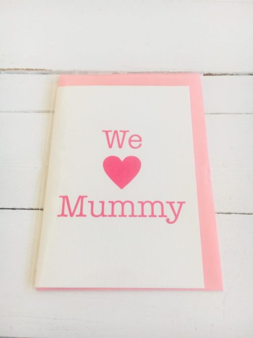 We love heart Mummy card - pink - Sartorial Boutique and Gifts